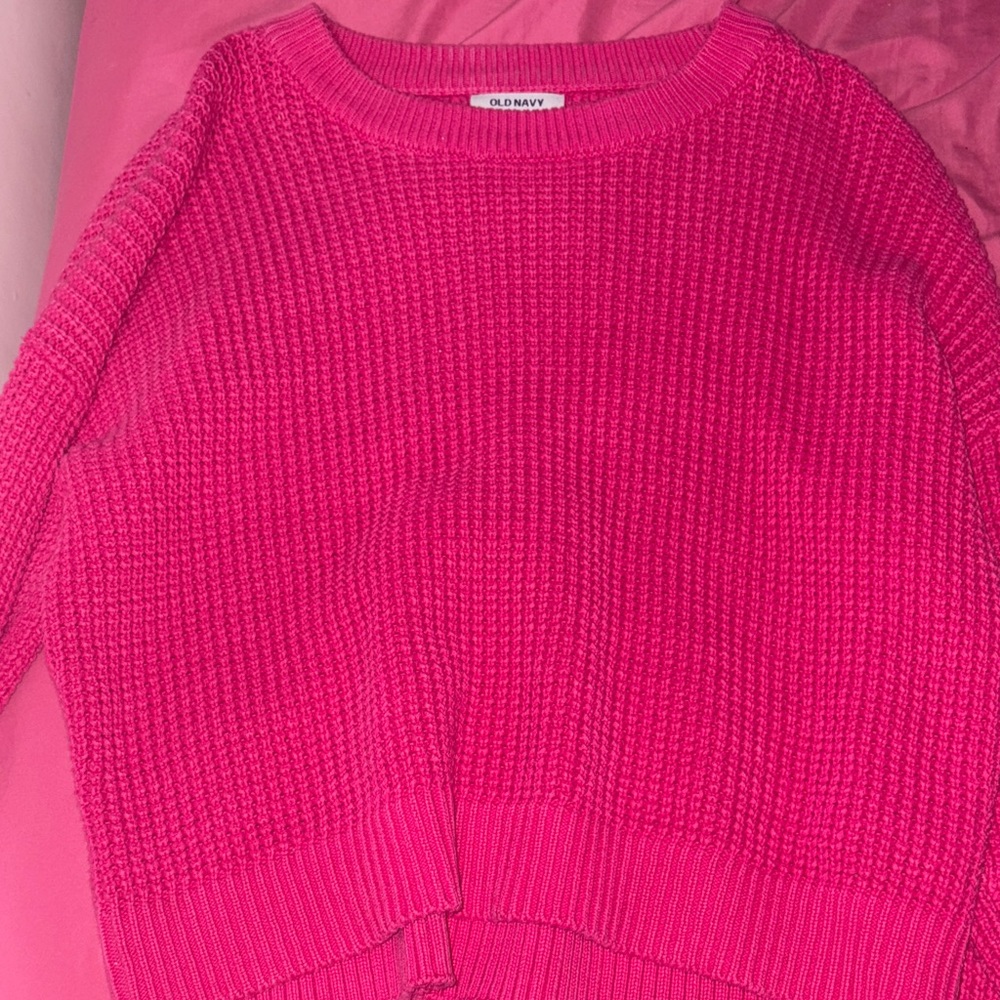 Old Navy Women's Bright Pink Crew Neck Sweater